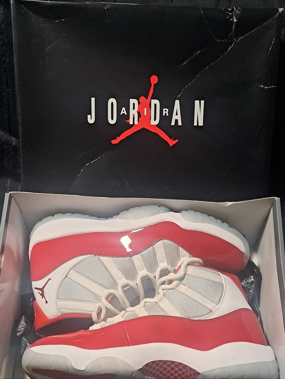 Jordan Men's Retro 11 Sneakers - White and Red